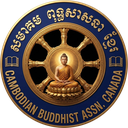 Official logo of the Ottawa-Hull Cambodian Buddhist Association: a golden Dharma wheel and seated Buddha on a navy ring